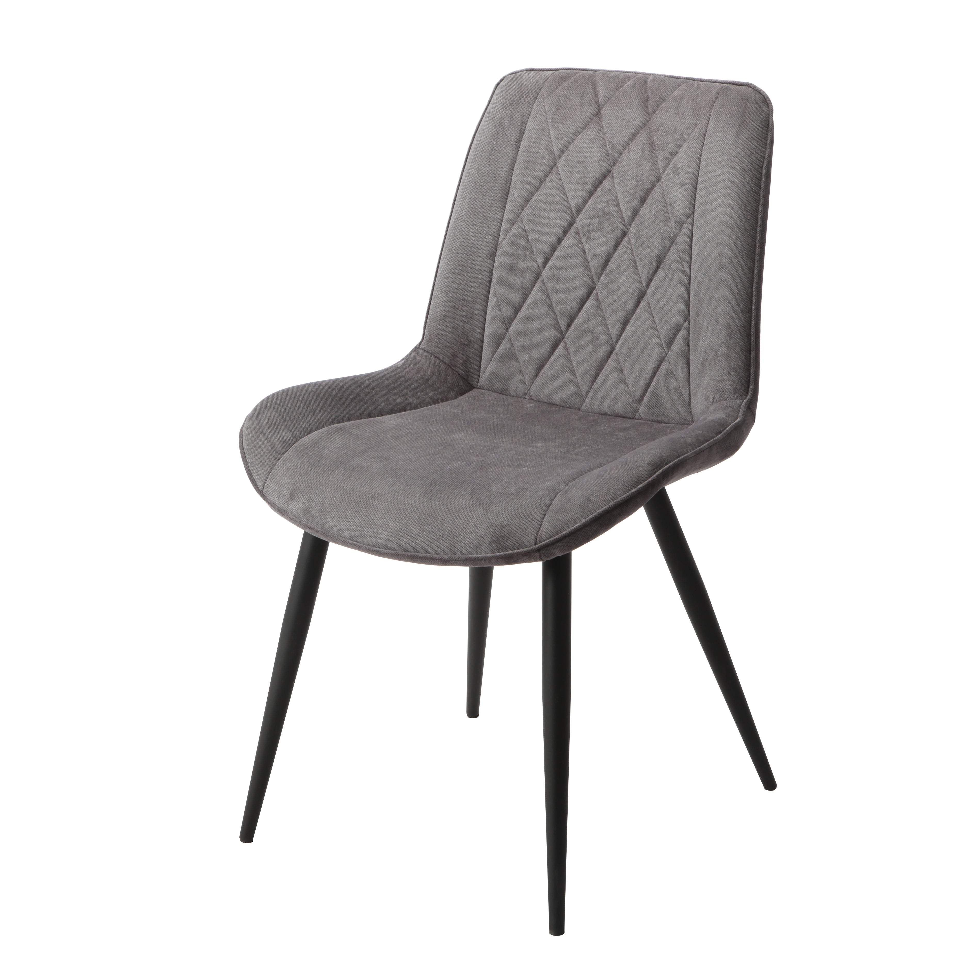 Aspen Diamond Stitch Grey Fabric Dining Chair, Black Tapered Legs (Pair) For Core Products - Asch15-Gf