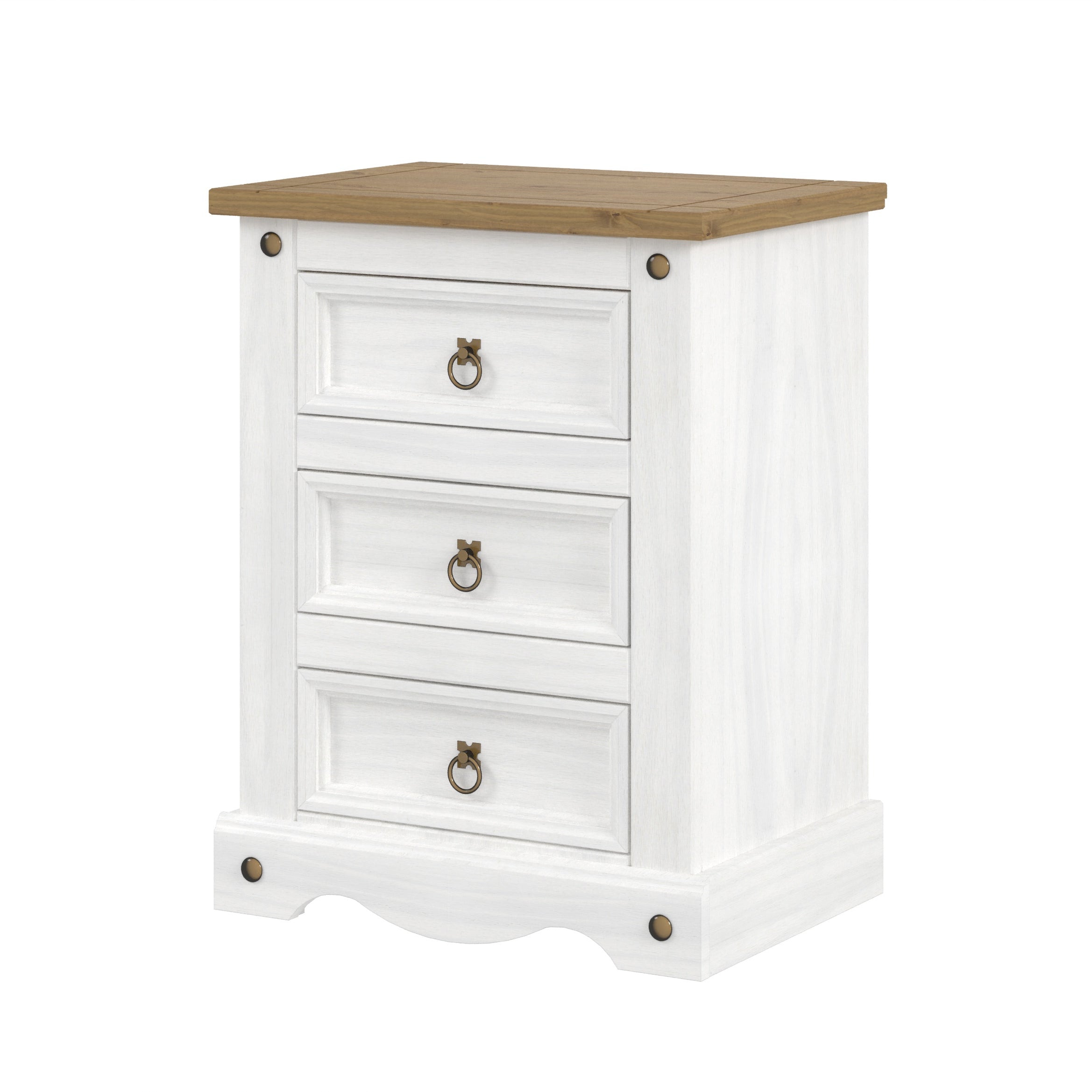 Corona White 3 Drawer Bedside Cabinet  For Core Products - Crw111