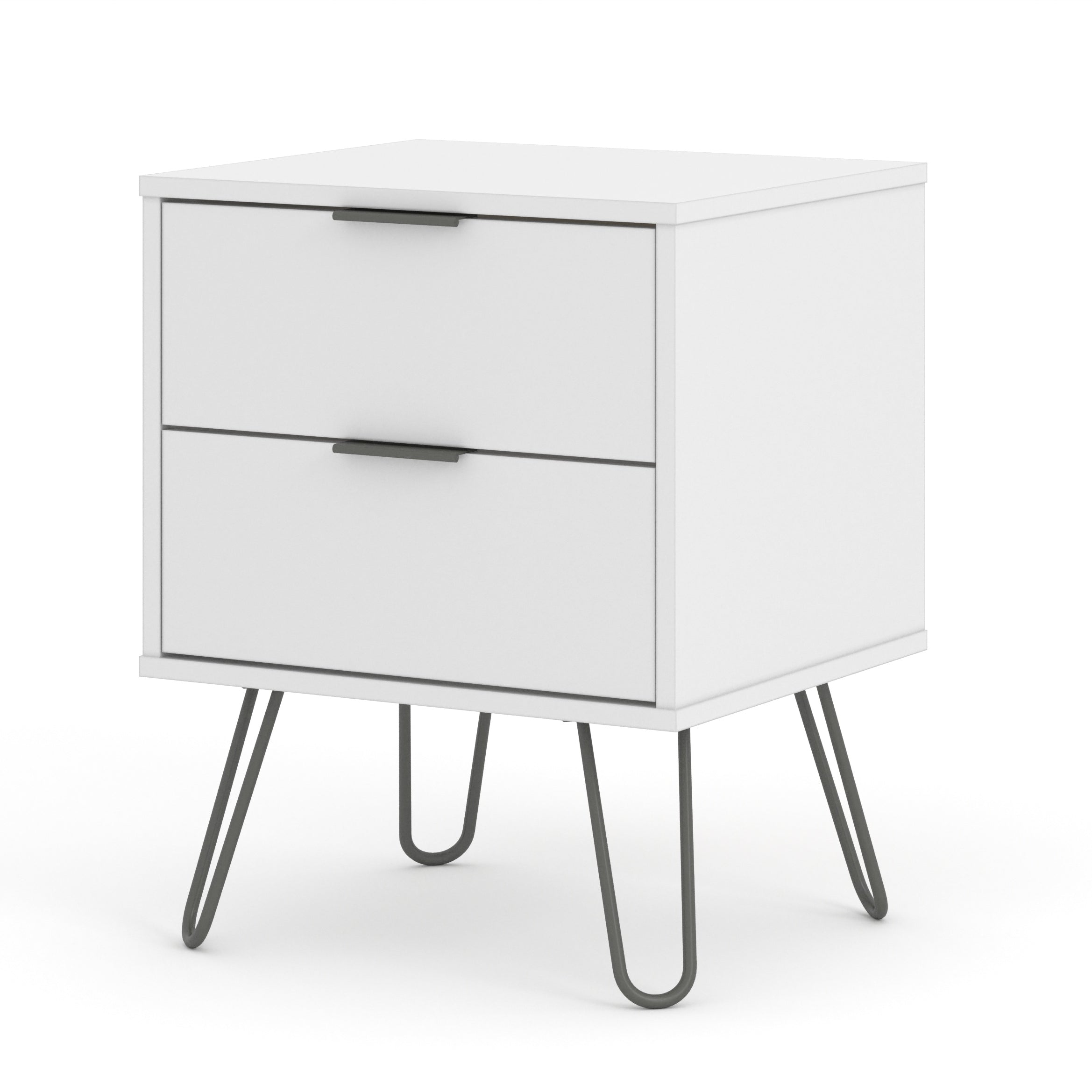 Augusta White 2 Drawer Bedside Cabinet For Core Products - Agw510