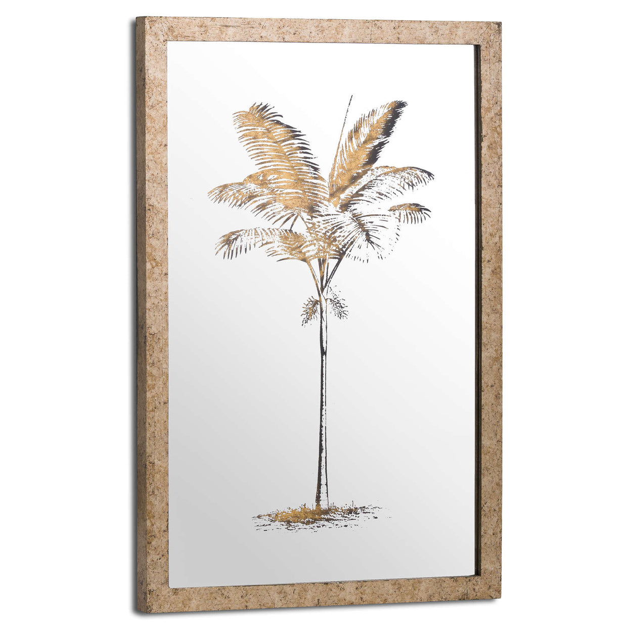 Metallic Mirrored Brass Palm Wall Art - Brass For Hill Interiors - HIL-20304