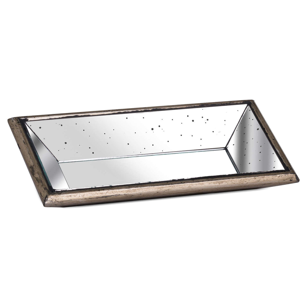 Astor Distressed Wooden Detailing Mirrored Display Tray Brown For Hill Interiors - HIL-20311