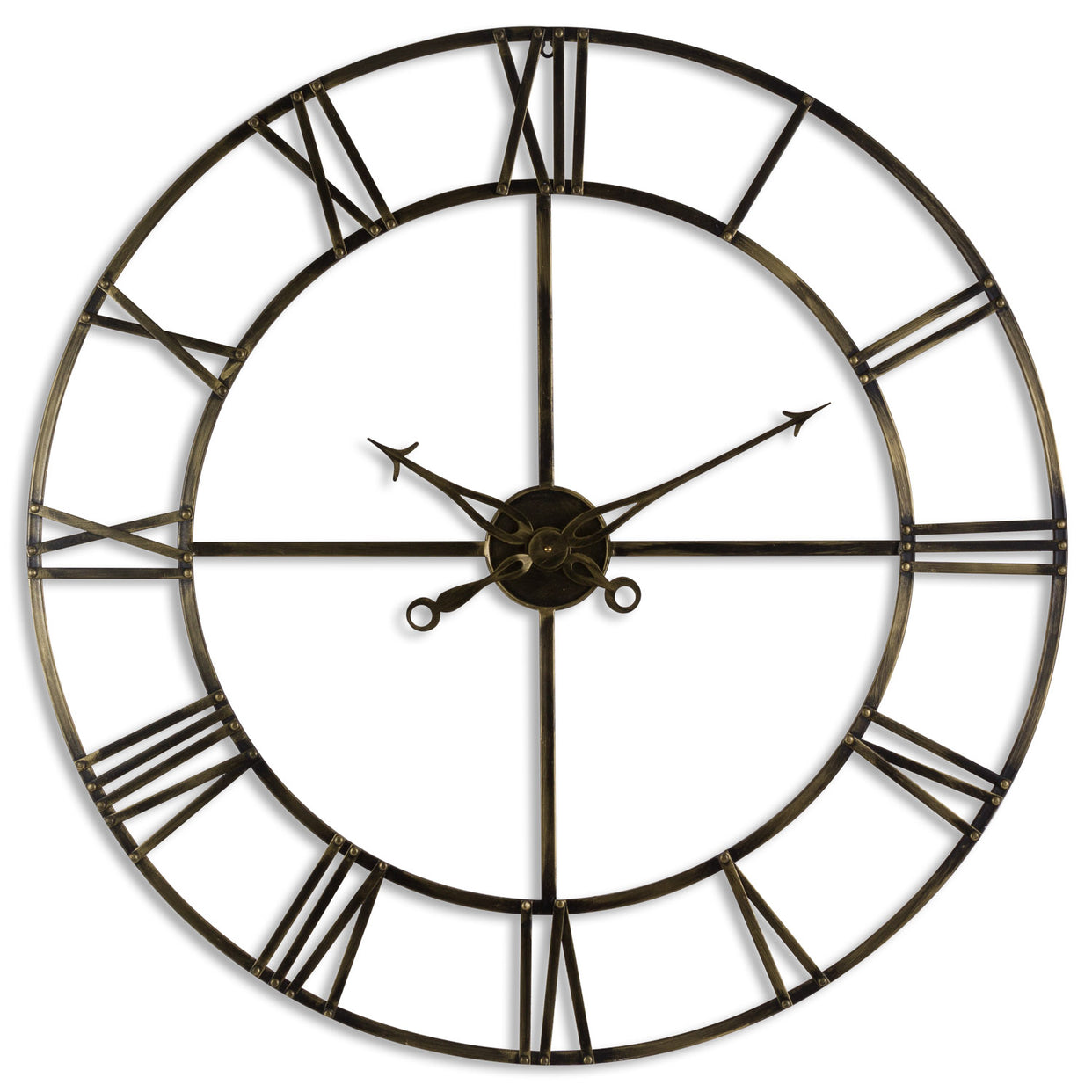 Antique Brass Large Skeleton Metal Clock For Hill Interiors - HIL-20434