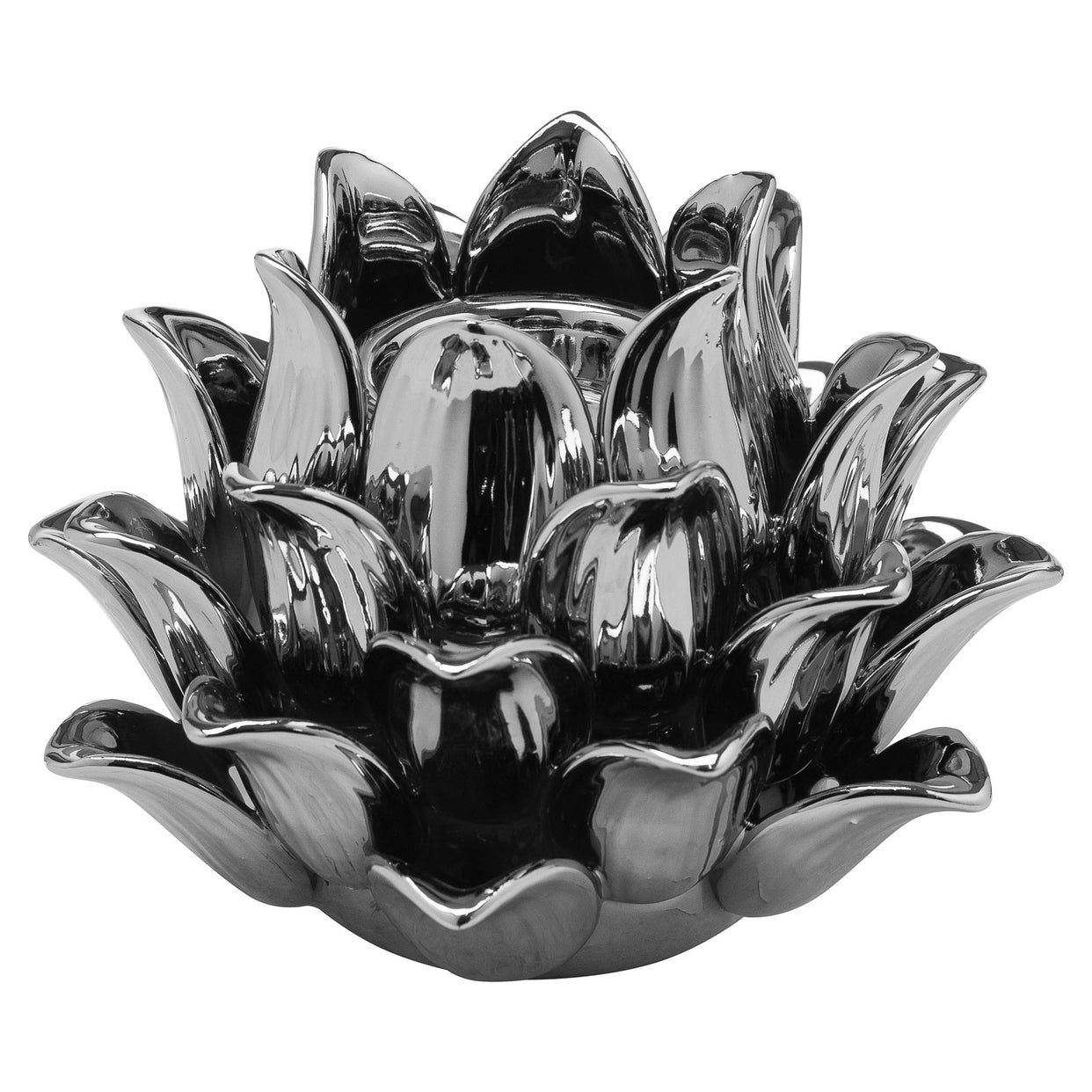 Acorn Ceramic Tea Light Holder - Silver For Hill Interiors - HIL-20627