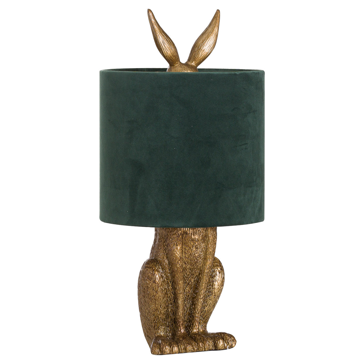 Resin Table Lamp With Green Velvet Shade - Antique Gold For Hill Interiors - HIL-20696