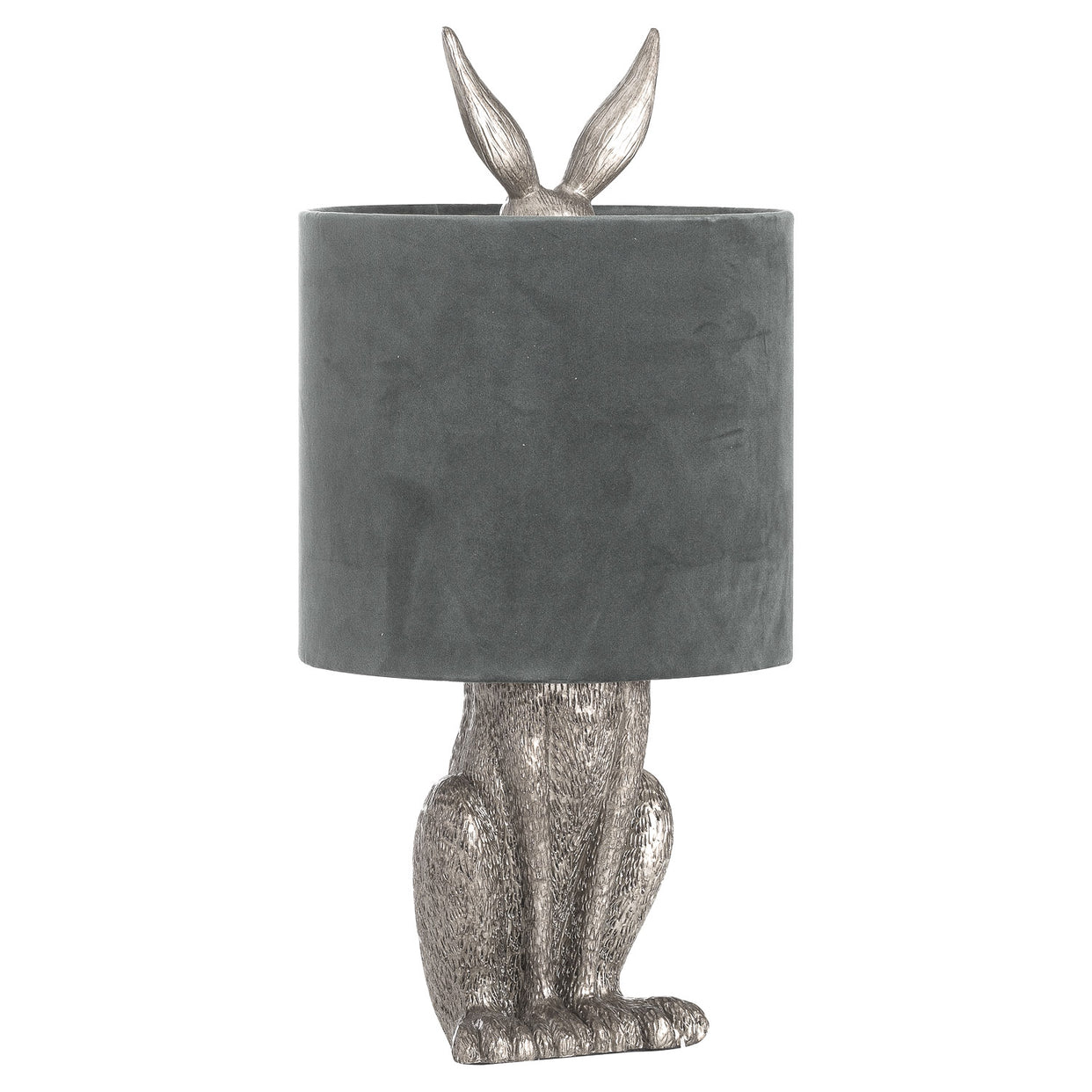 Silver Resin Table Lamp With Grey Velvet Shade For Hill Interiors - HIL-20697