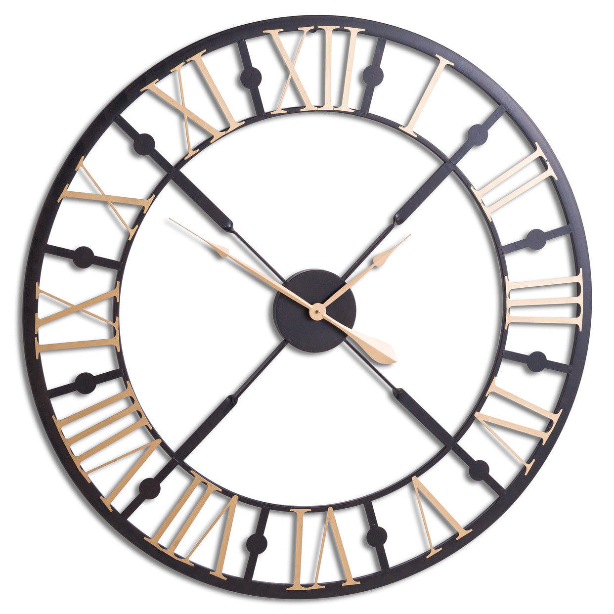 Skeleton Metal Clock - Black And Gold For Hill Interiors - HIL-20795