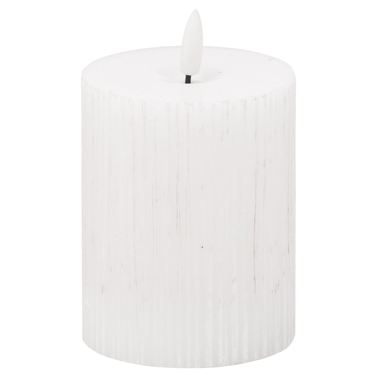 Luxe Natural Glow Textured Ribbed Led Candle 3X4 - White For Hill Interiors - HIL-20870