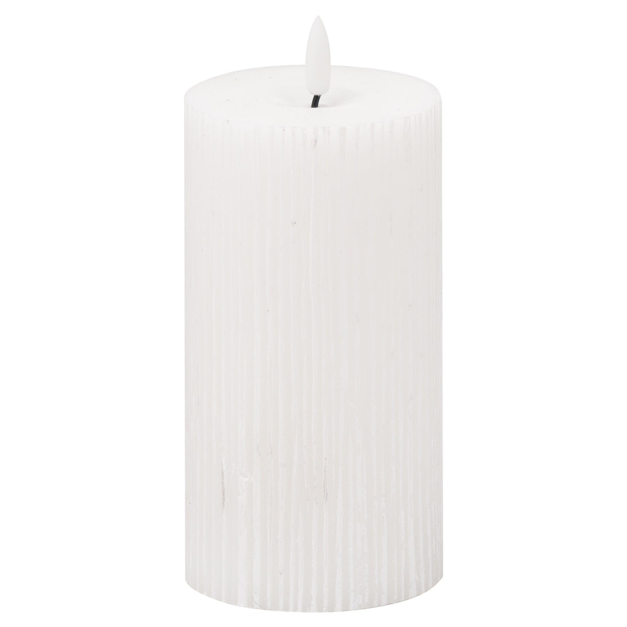 Luxe Natural Glow Textured Ribbed Led Candle 3X6 - White For Hill Interiors - HIL-20871