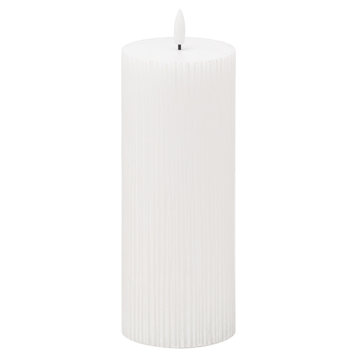 Luxe Natural Glow Textured Ribbed Led Candle 3X8 - White For Hill Interiors - HIL-20872