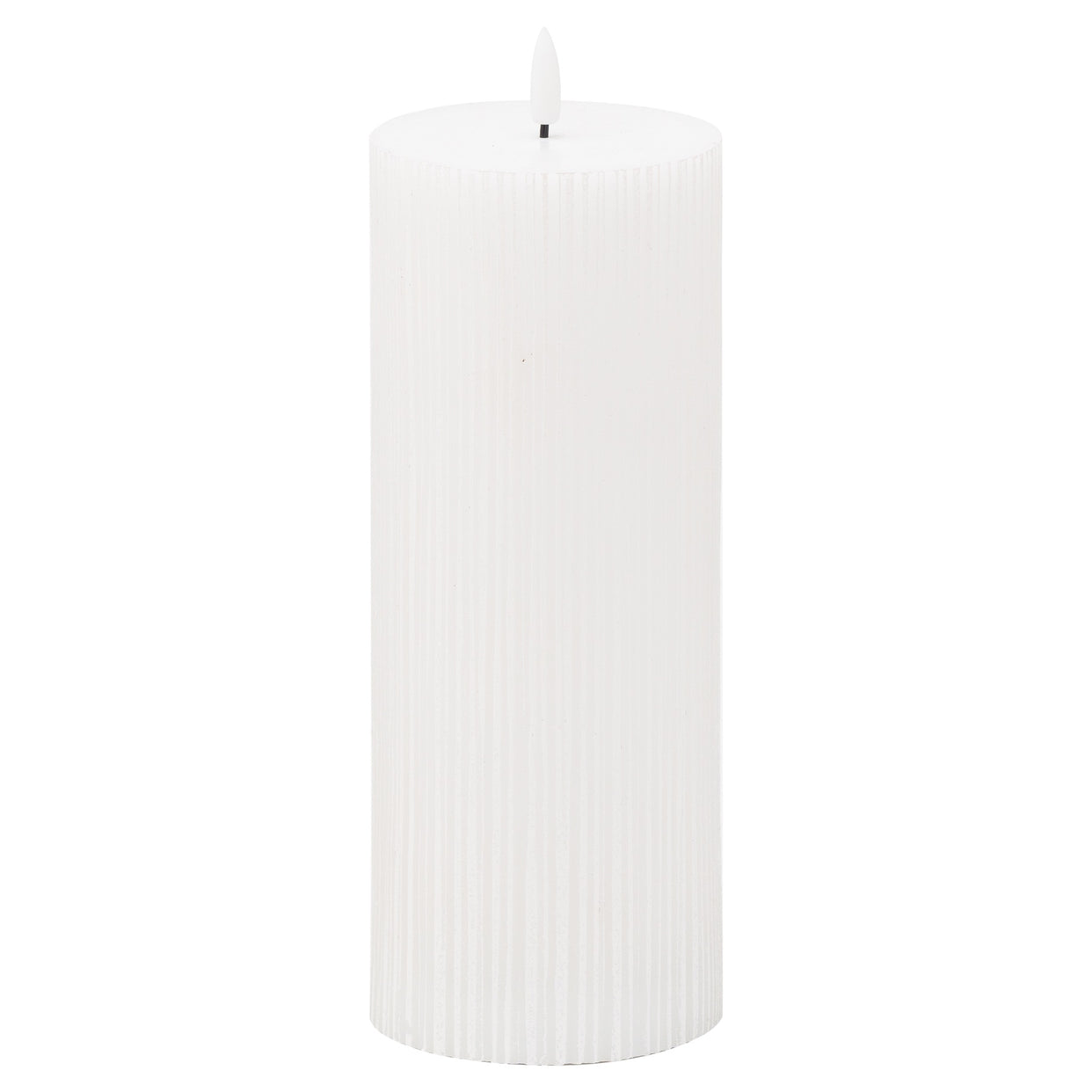 Luxe Natural Glow Texture Ribbed Led Candle 3.5X9 - White For Hill Interiors - HIL-20873
