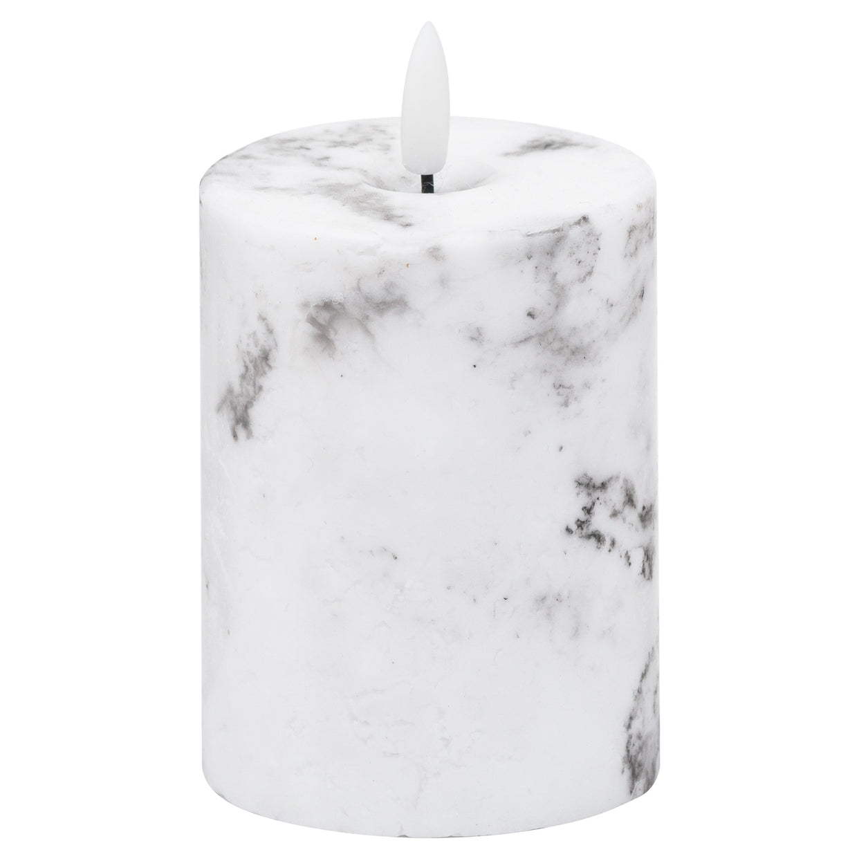 Luxe Natural Glow Marble Effect Led Candle 3X4 - White For Hill Interiors - HIL-20882