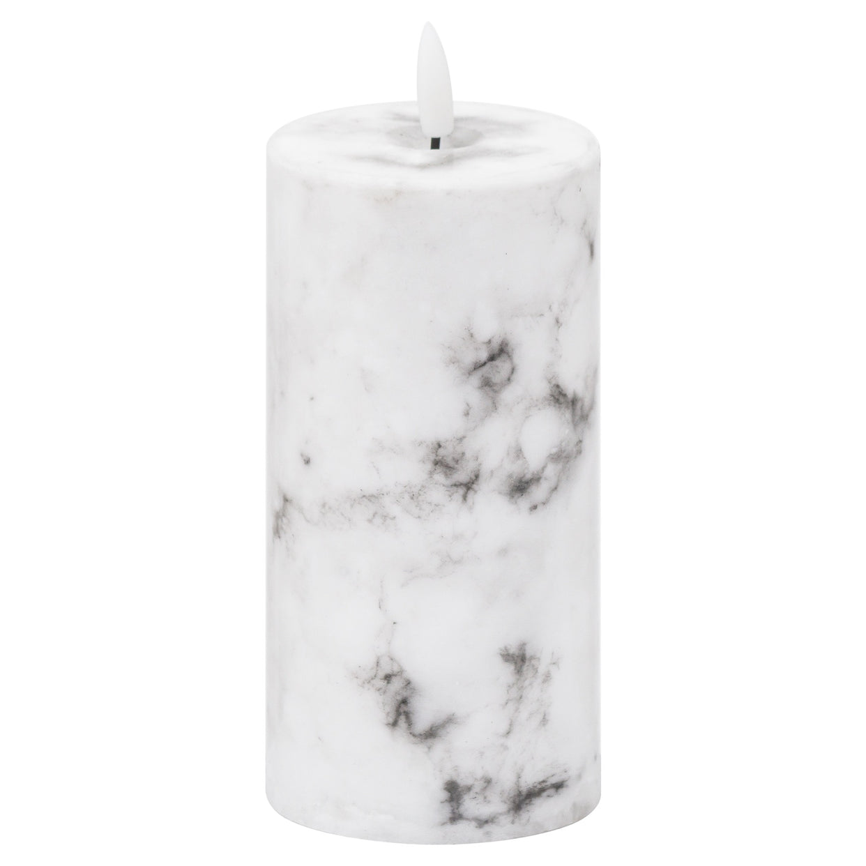 Luxe Natural Glow Marble Effect Led Candle 3X6 - White For Hill Interiors - HIL-20883