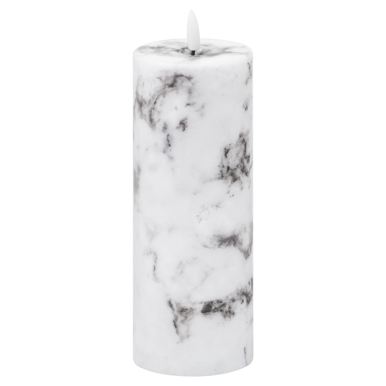 Luxe Natural Glow Marble Effect Led Candle 3X8 - White For Hill Interiors - HIL-20884
