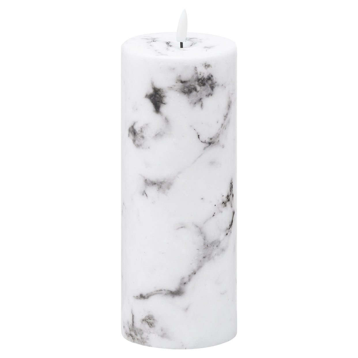 Luxe Natural Glow Marble Effect Led Candle 3.5X9 - White For Hill Interiors - HIL-20885