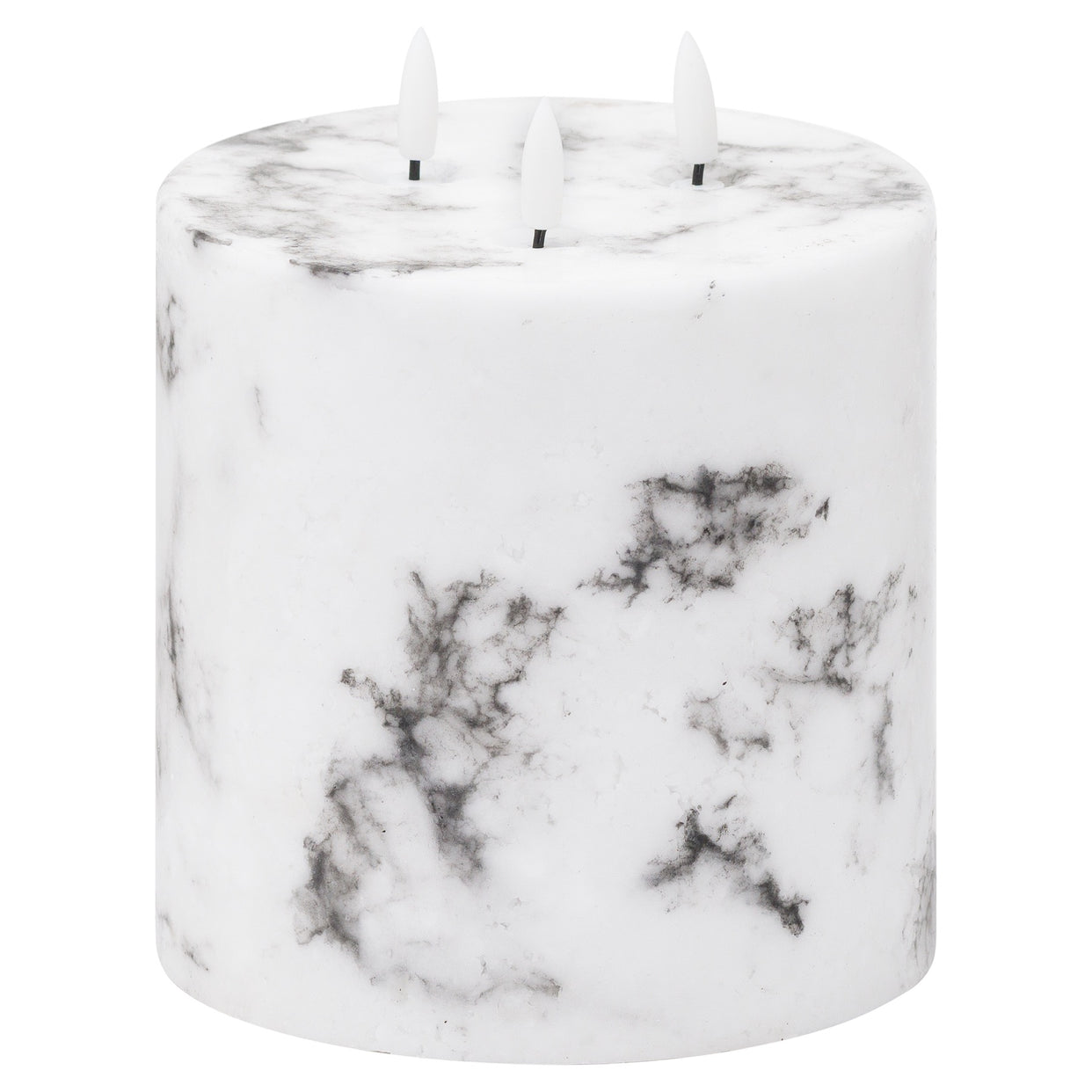 Luxe Natural Glow Marble Effect Led Candle 6X6 - White For Hill Interiors - HIL-20886