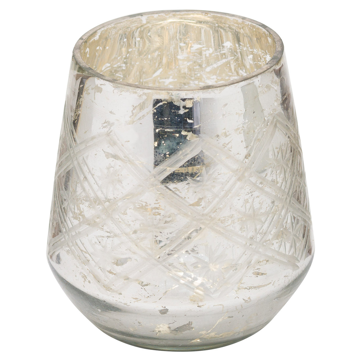 Silver Foil Effect Glass Tealight Holder For Hill Interiors - HIL-20973