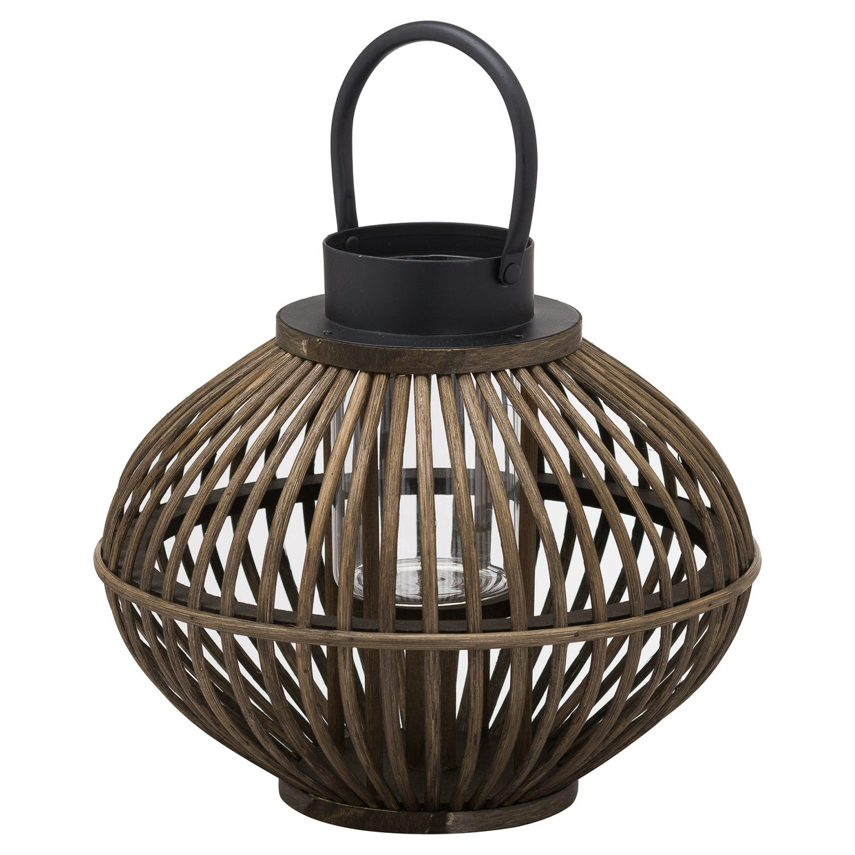 Wicker Bamboo Style Large Lantern - Brown For Hill Interiors - HIL-21094