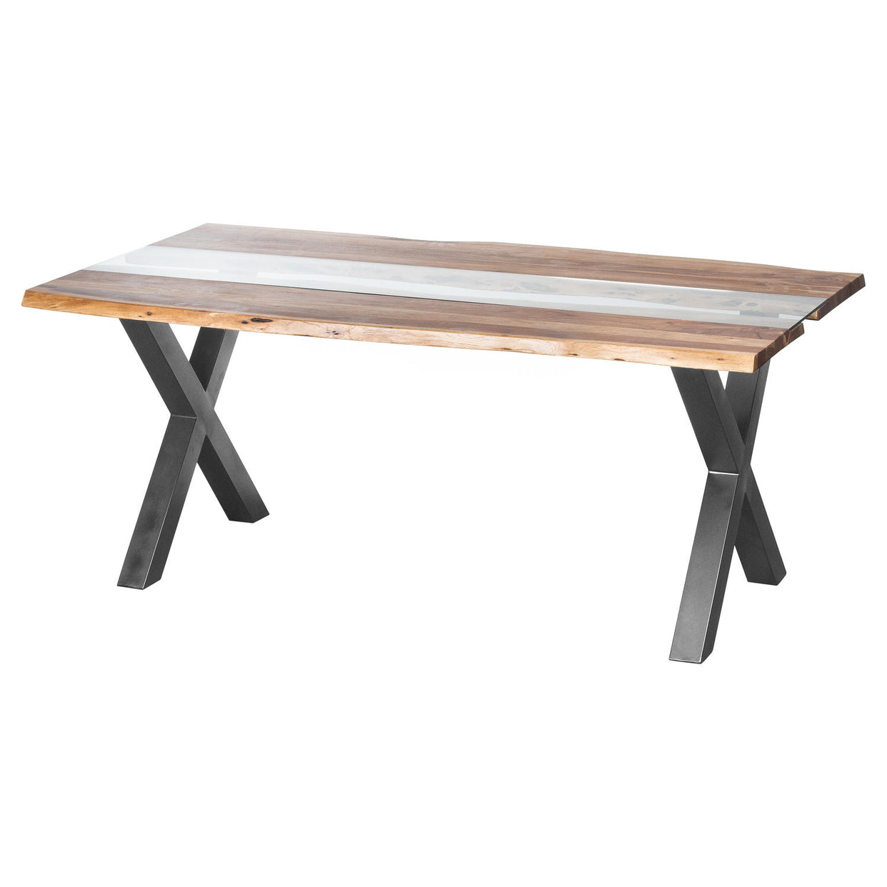 Live Edge Collection River Wood And Metal Dining Table For Hill Interiors - HIL-21127