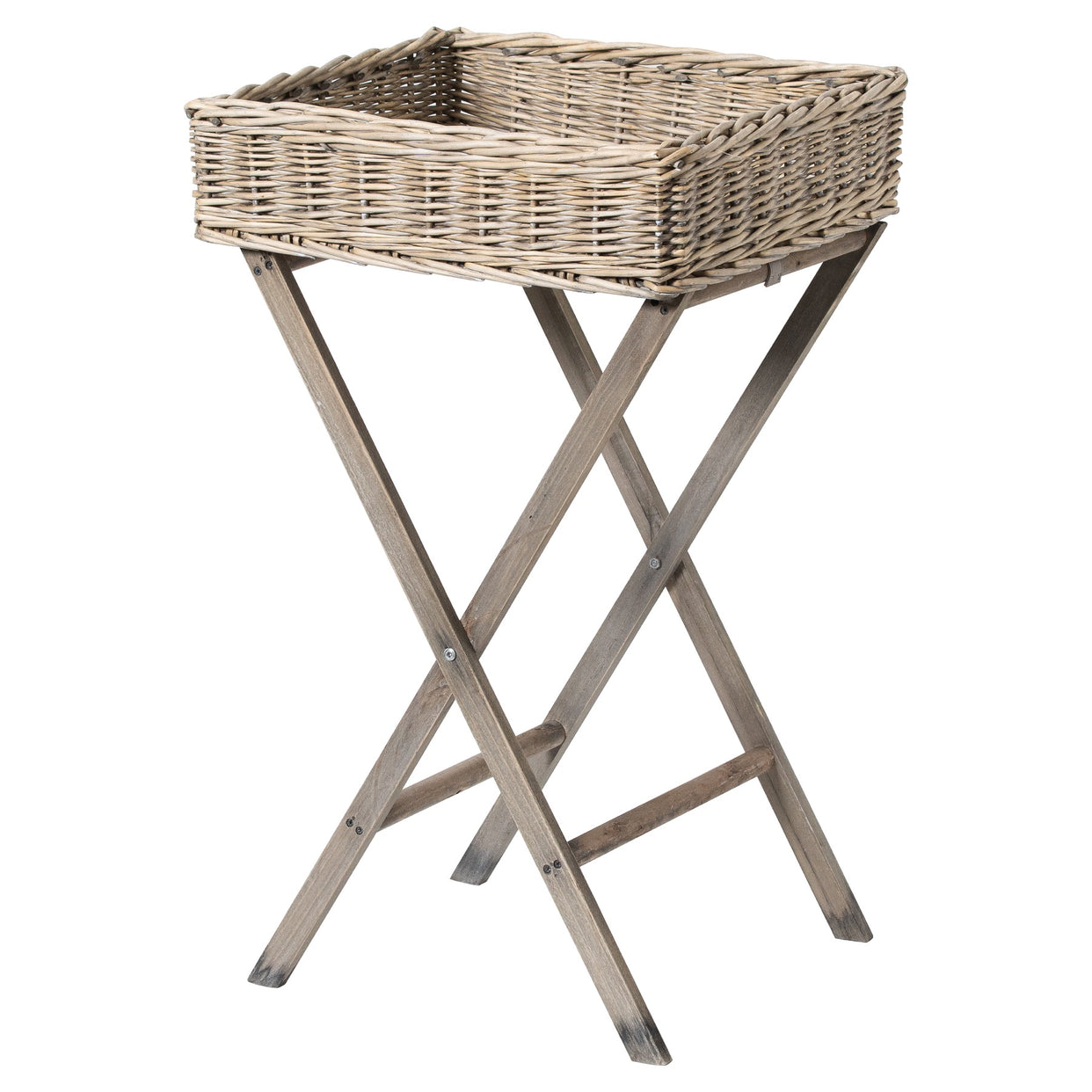 Large Wicker Basket Butler Tray Grey Wash For Hill Interiors - HIL-21314
