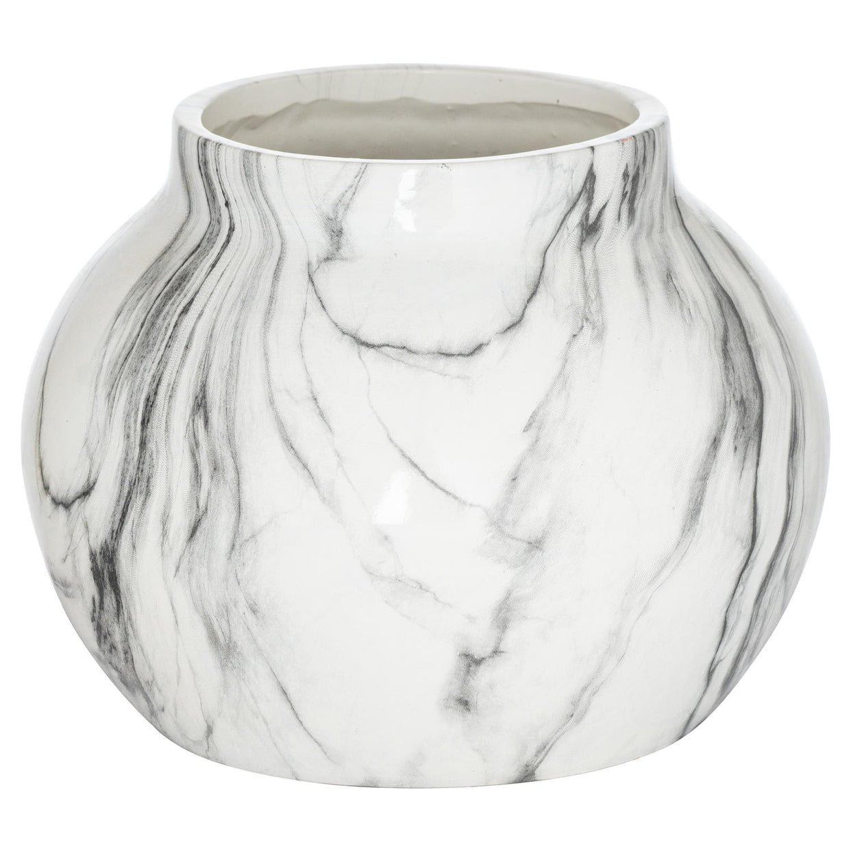Hand-Dipped Marble Finish Planter - White For Hill Interiors - HIL-21493