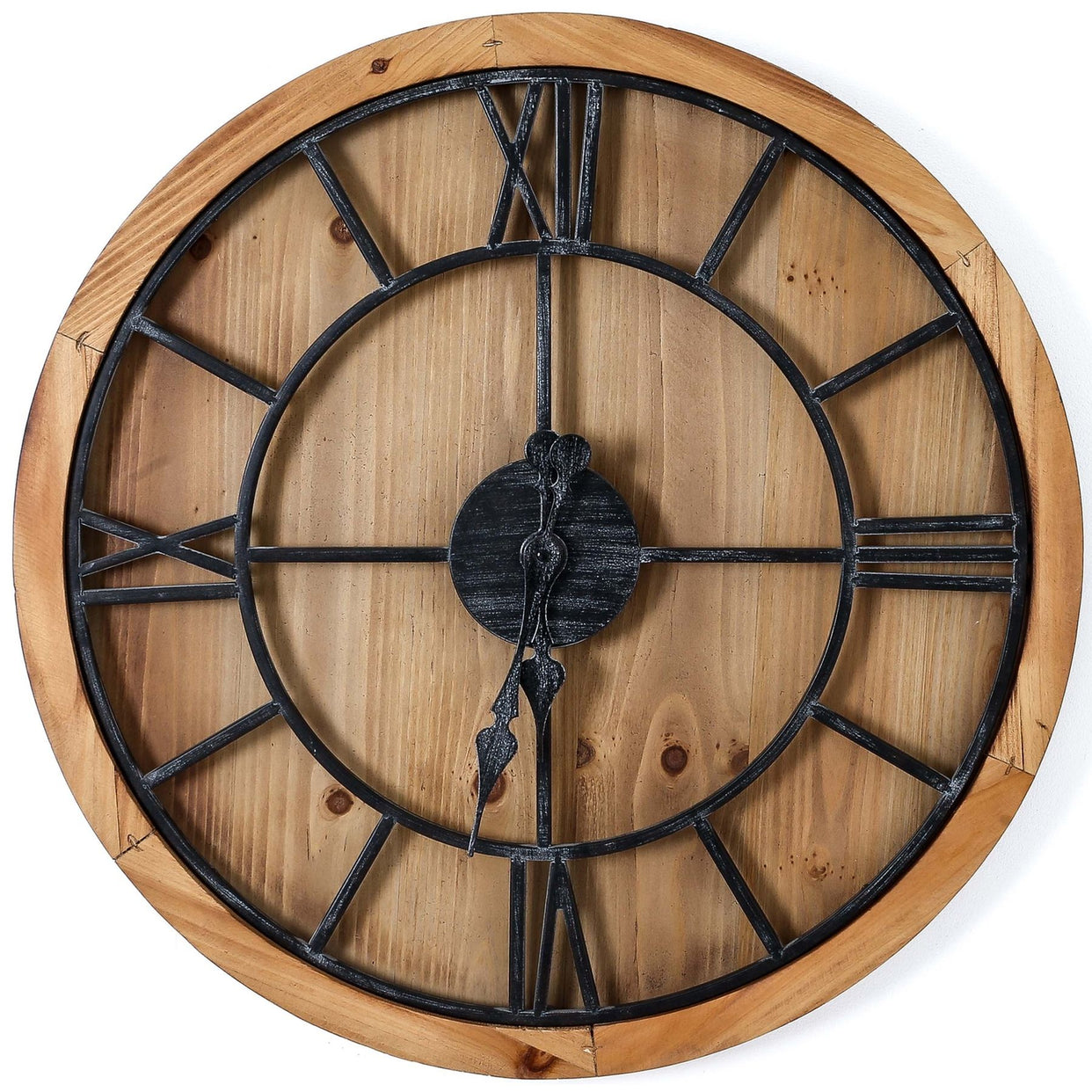 Williston Large Wooden Metal Wall Clock - Brown For Hill Interiors - HIL-21642