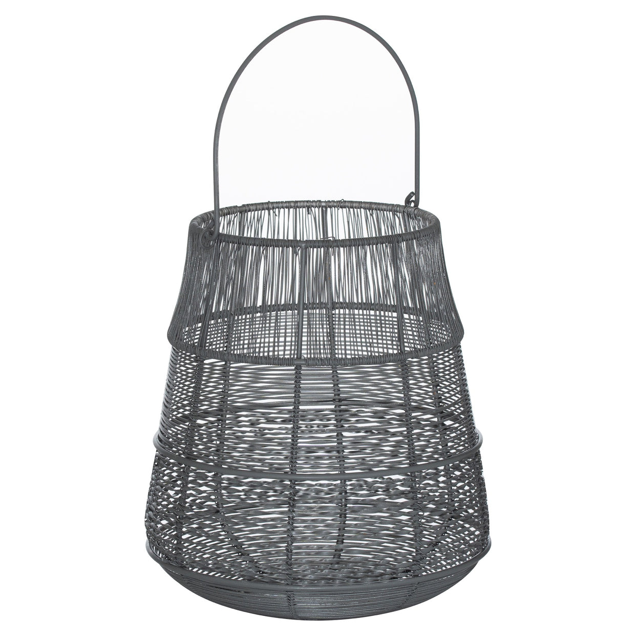 Medium Glowray Conical Metal Lantern - Wire Silver And Grey For Hill Interiors - HIL-21681
