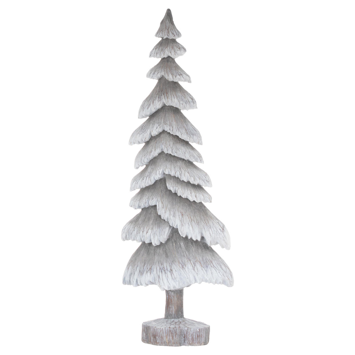 Carved Wood Effect Tall Snowy Tree - Grey For Hill Interiors - HIL-21820