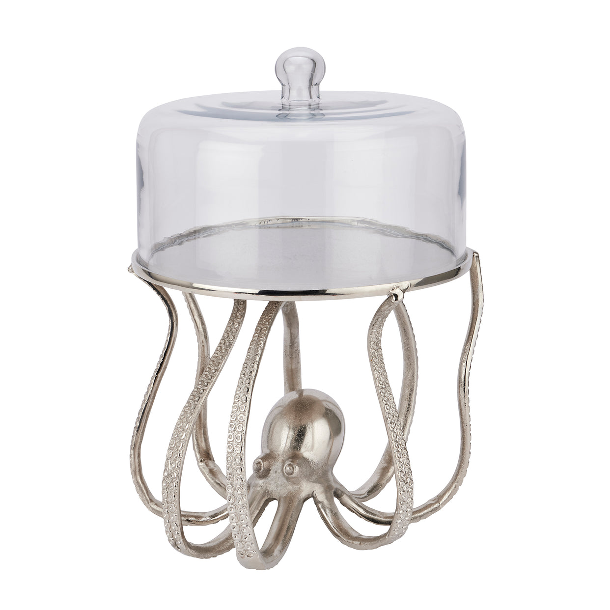 Large Octopus Cake Stand Cloche - Silver For Hill Interiors - HIL-22237