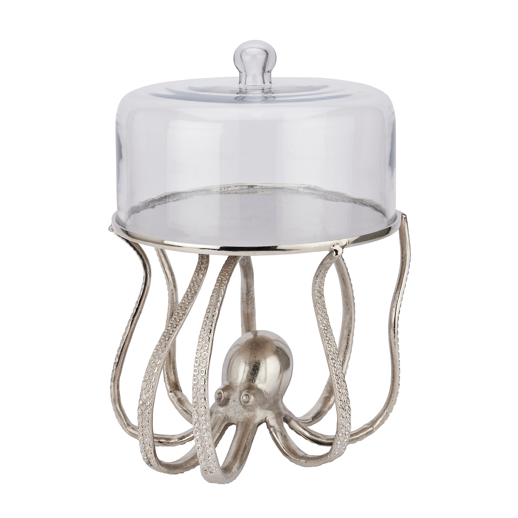 Large Octopus Cake Stand Cloche - Silver For Hill Interiors - HIL-22237