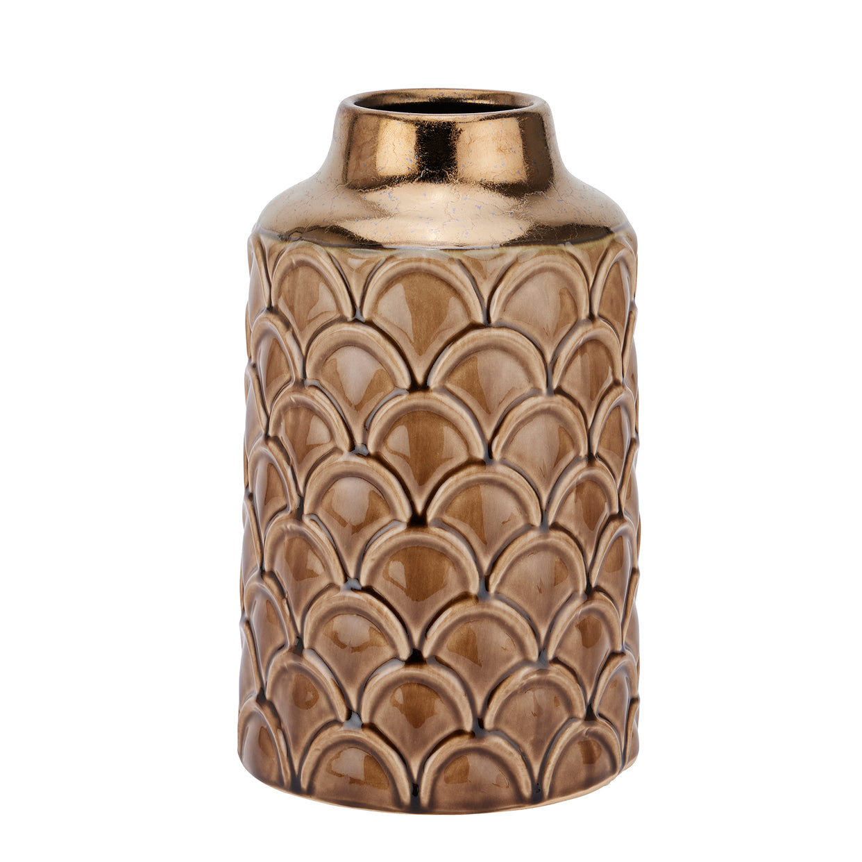 Seville Collection Small Scalloped Vase - Caramel For Hill Interiors - HIL-22348