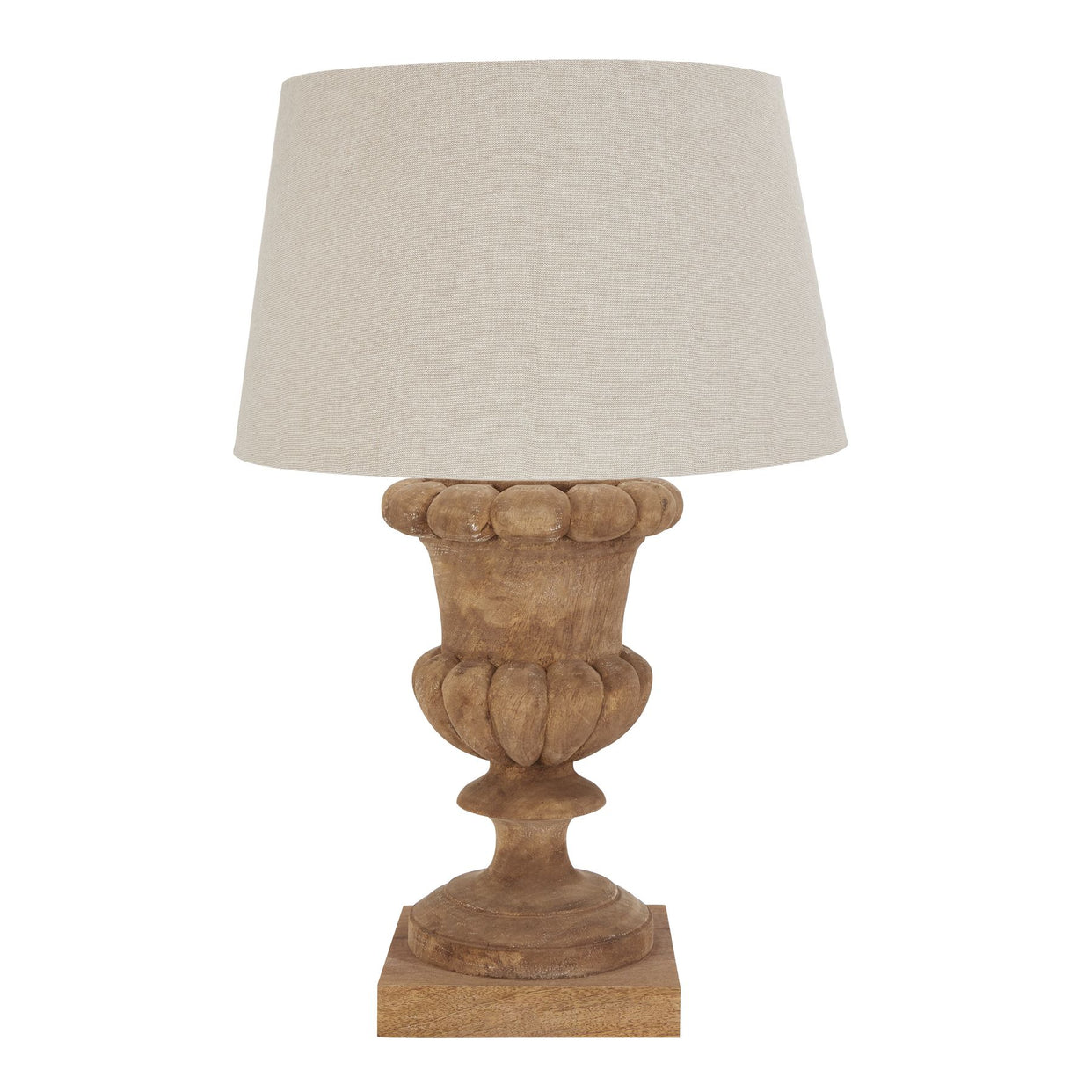 Delaney Natural Wash Fluted Wooden Table Lamp With Linen Shade For Hill Interiors - HIL-22664