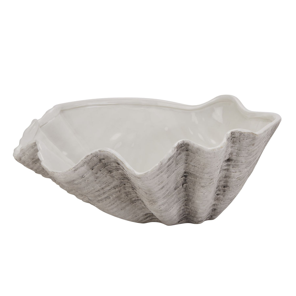 Large Ceramic Adele Shell Bowl - White For Hill Interiors - HIL-22702