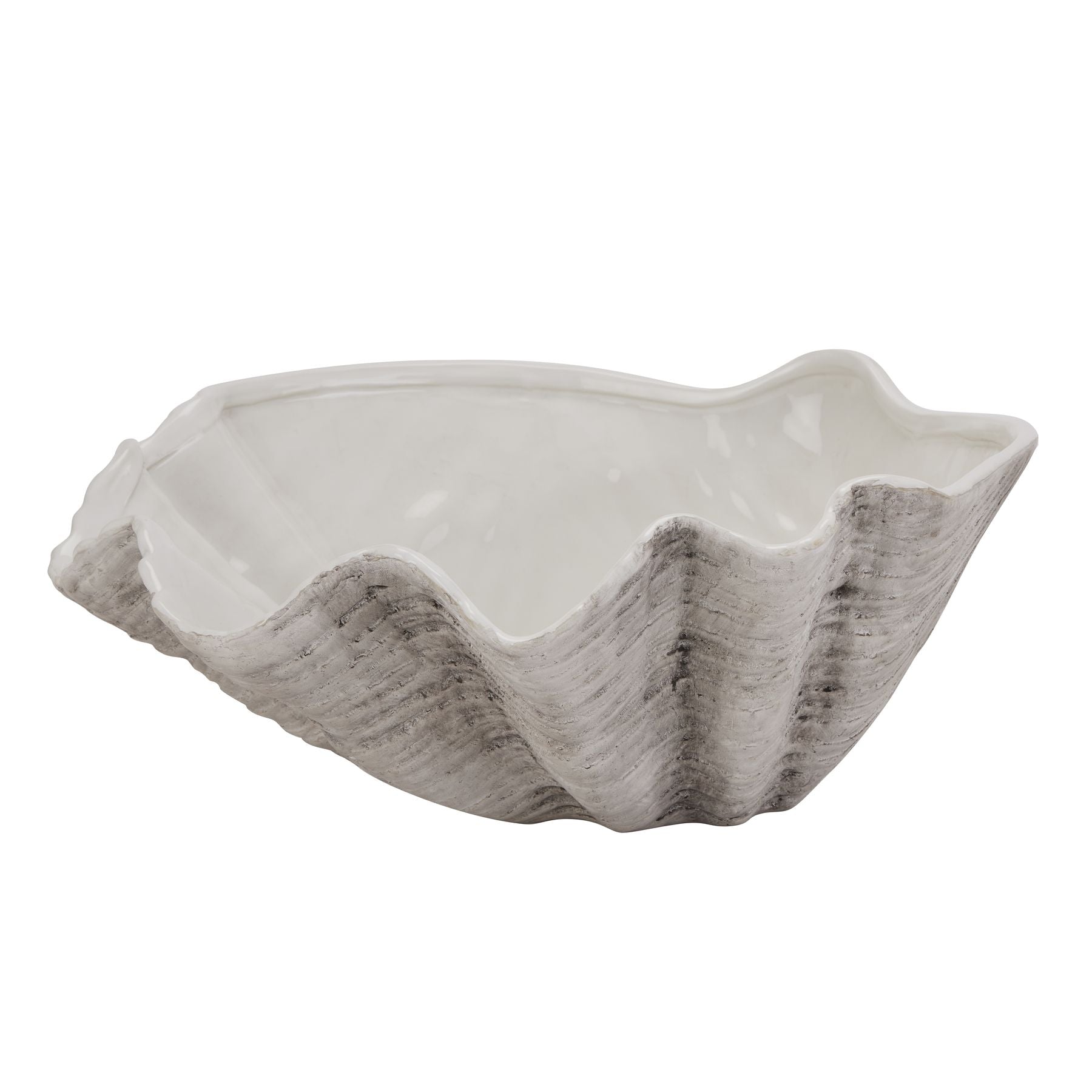 Large Ceramic Adele Shell Bowl - White For Hill Interiors - HIL-22702