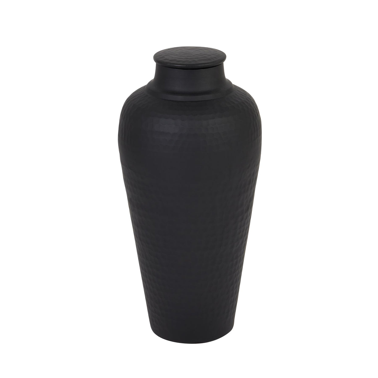 Hammered Metal Vase With Lid - Matt Black For Hill Interiors - HIL-22858