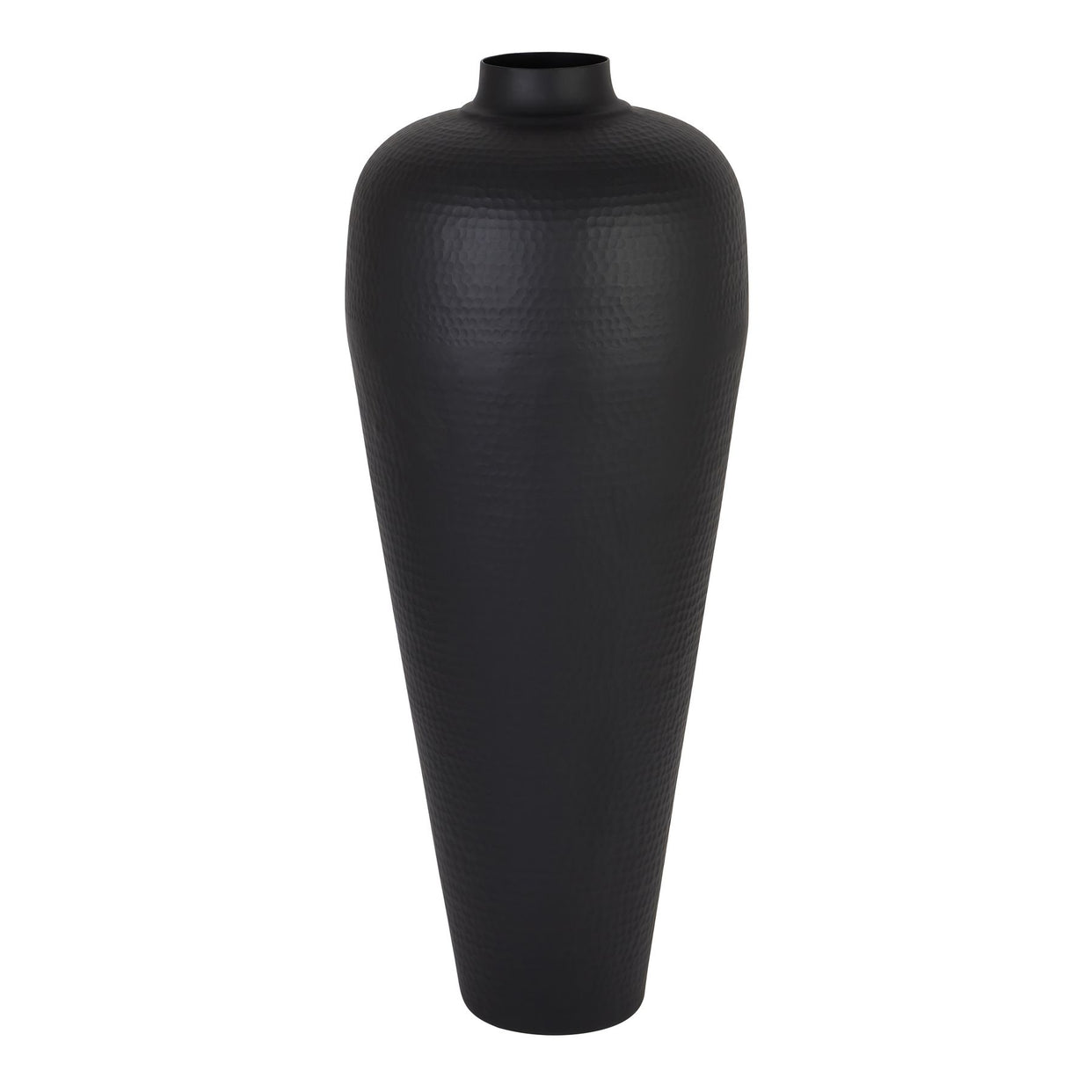 Matt Black Medium Hammered Metal Vase No Lid For Hill Interiors - HIL-22859
