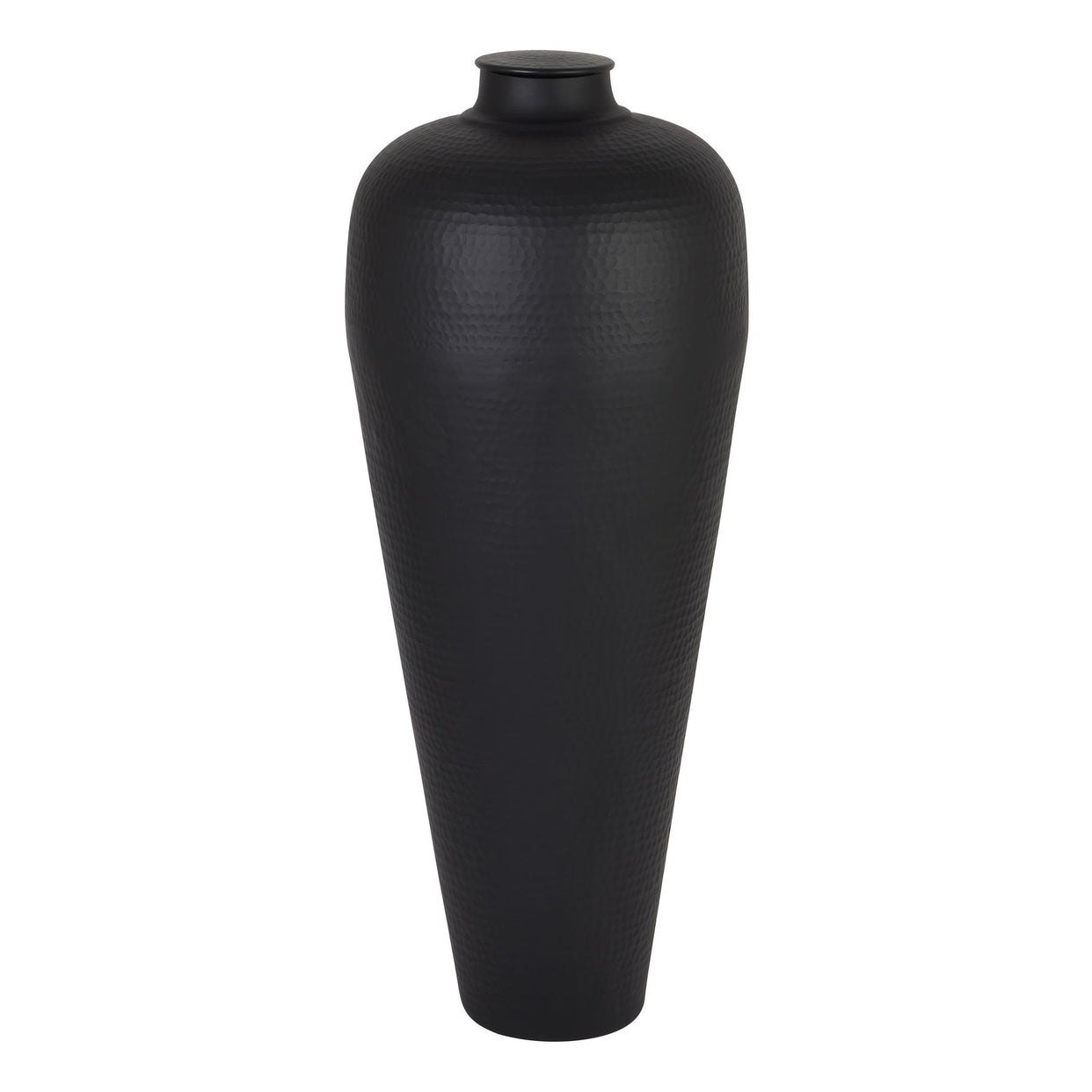 Large Hammered Vase With Lid - Matt Black For Hill Interiors - HIL-22860