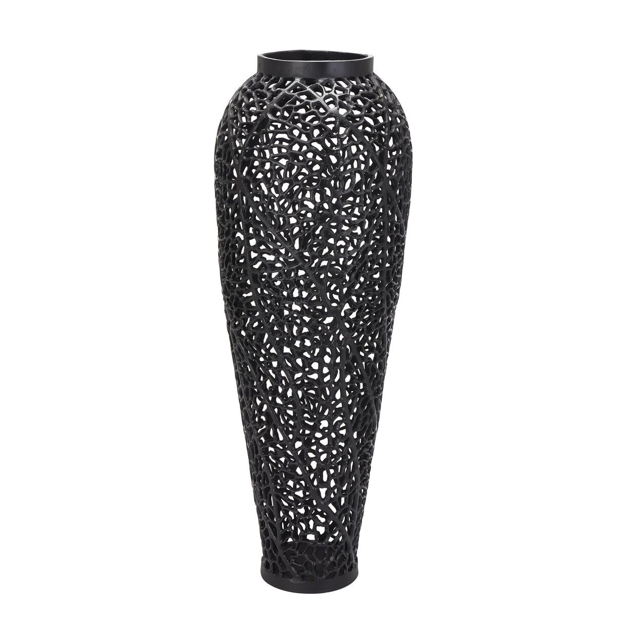 Cast Lattice Large Vase - Black For Hill Interiors - HIL-22875