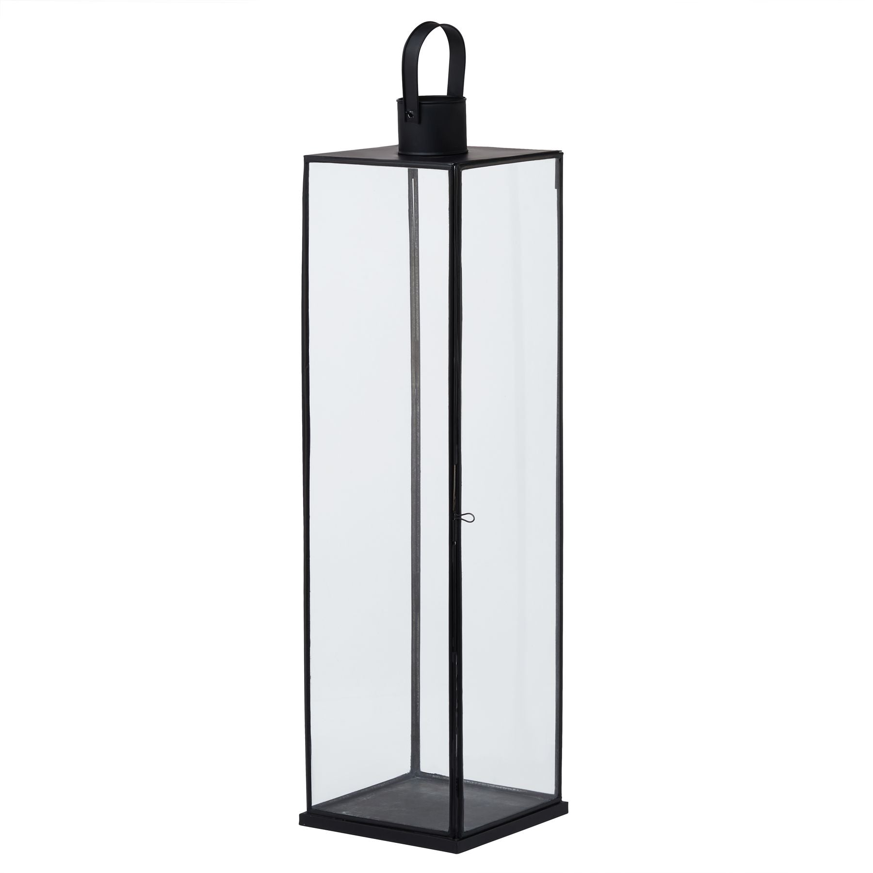 Flat Top Large Glass Lantern Black For Hill Interiors - HIL-22999