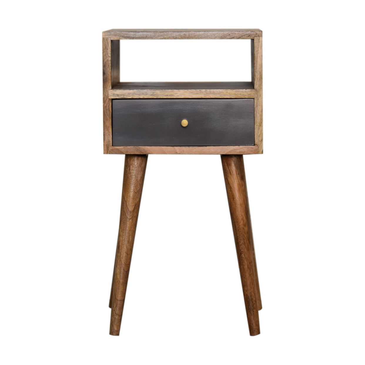Small Slate Grey Hand Painted Mango Wood Bedside Table from Artisan Furniture - IN1688