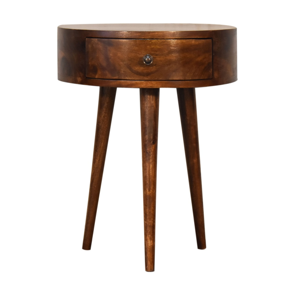 Chestnut Semi Circle Mango Wood Bedside Table from Artisan Furniture - IN1735