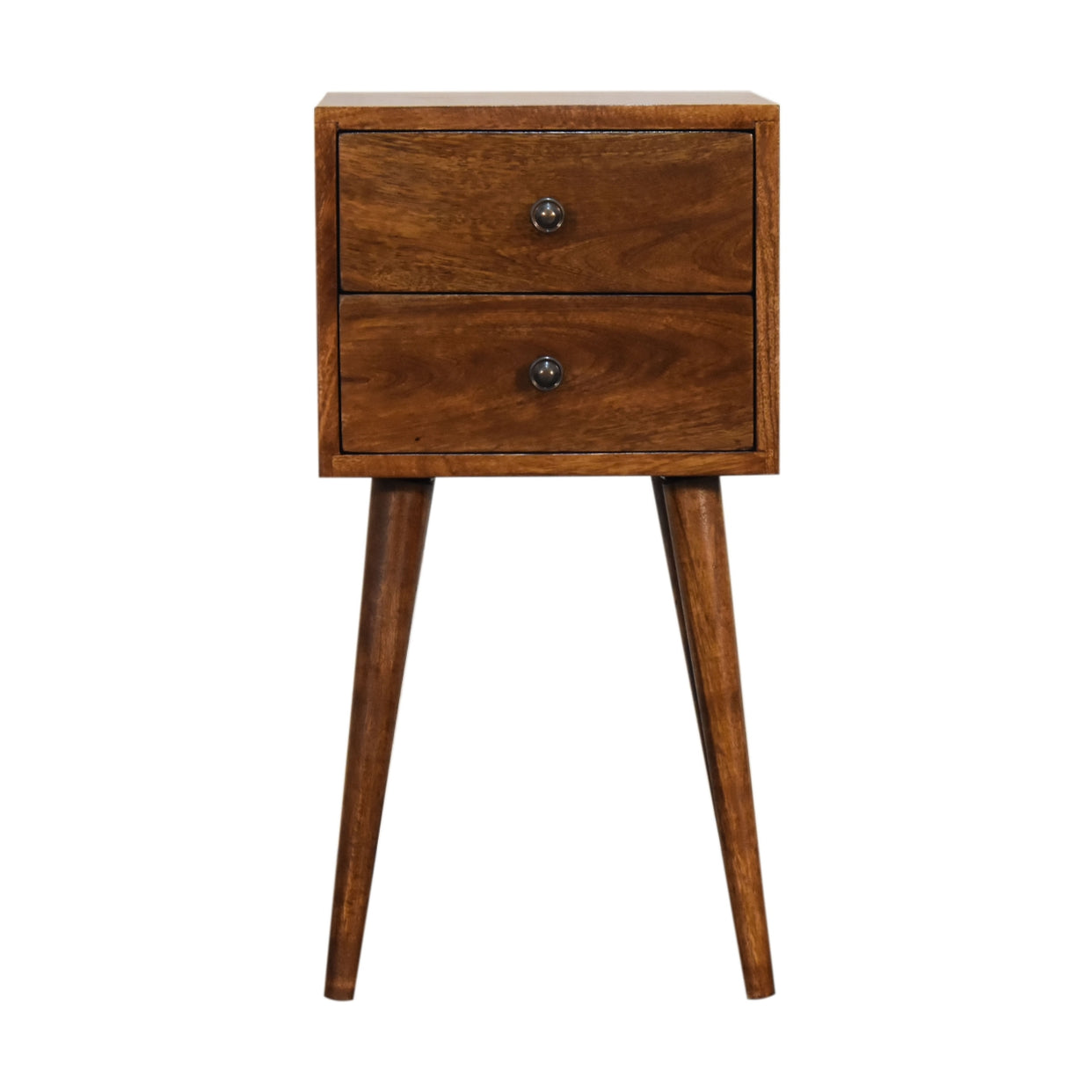 Small 2 Drawer Chestnut Mango Wood Bedside Table from Artisan Furniture - IN1736