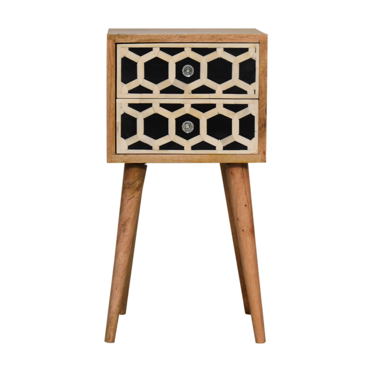 Small Bone Inlay 2 Drawer Mango Wood Bedside Table from Artisan Furniture - IN1739