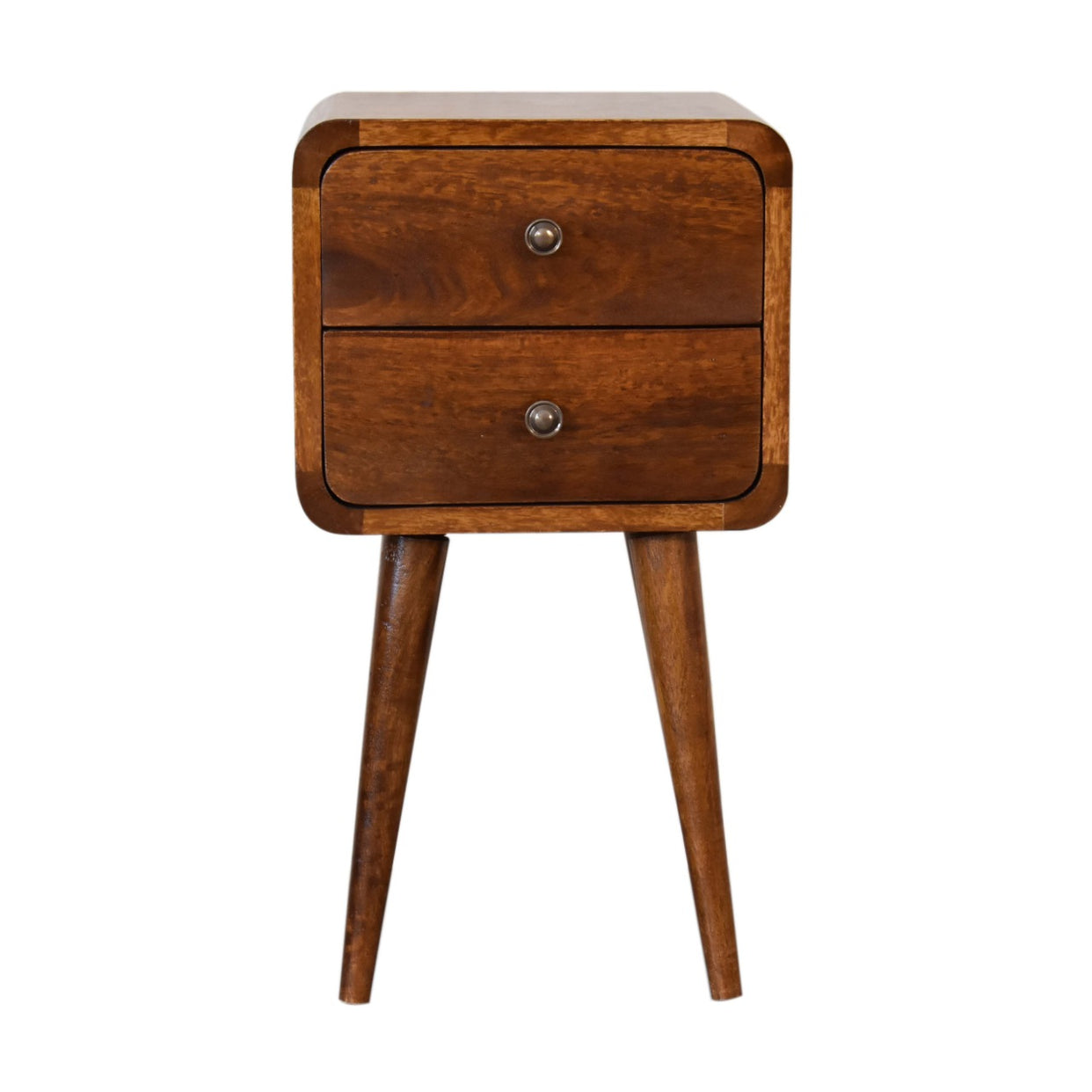 Small Chestnut Curved Mango Wood Bedside Table from Artisan Furniture - IN1745
