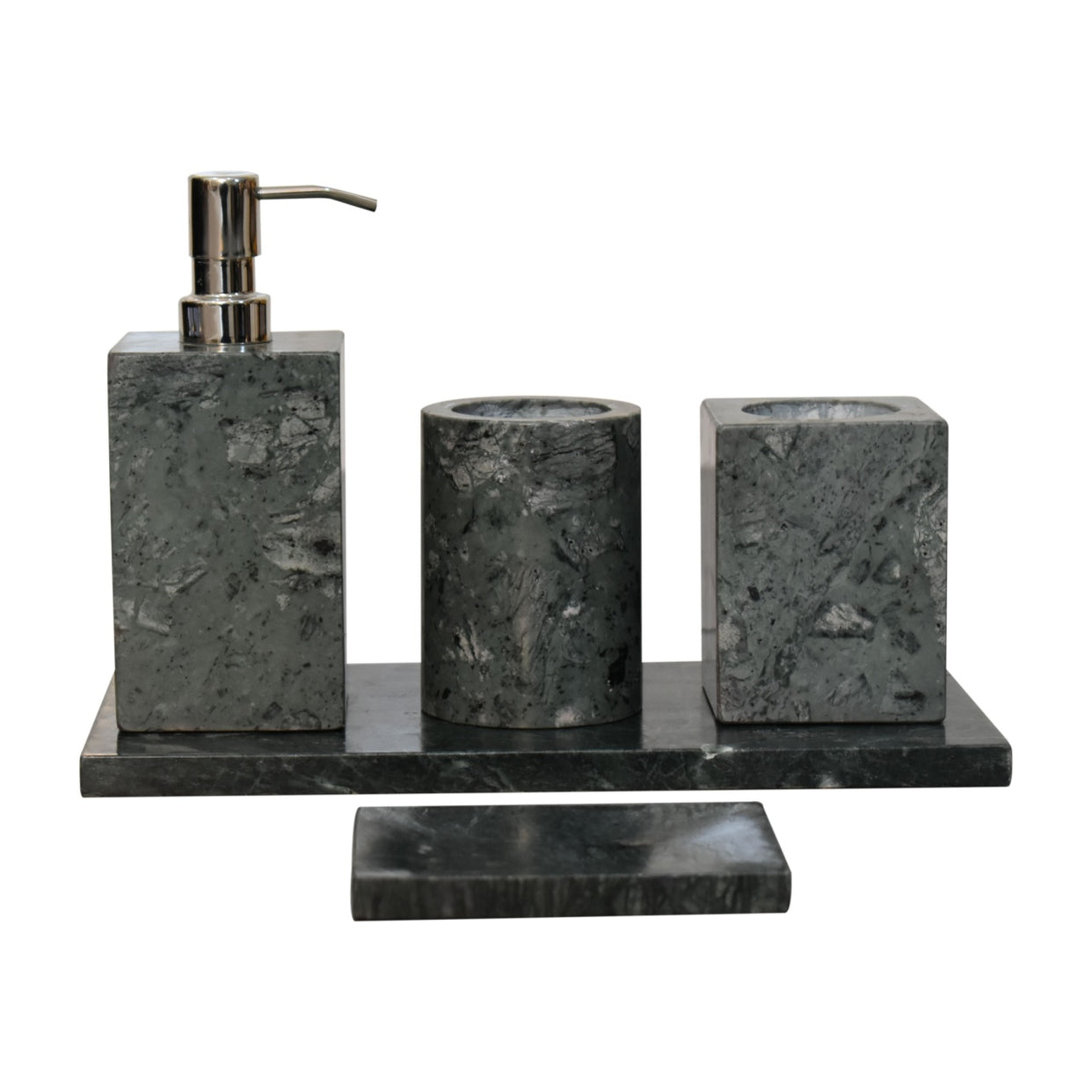 Polished Marble Bathroom Set of 5 Green from Artisan Furniture - IN1872