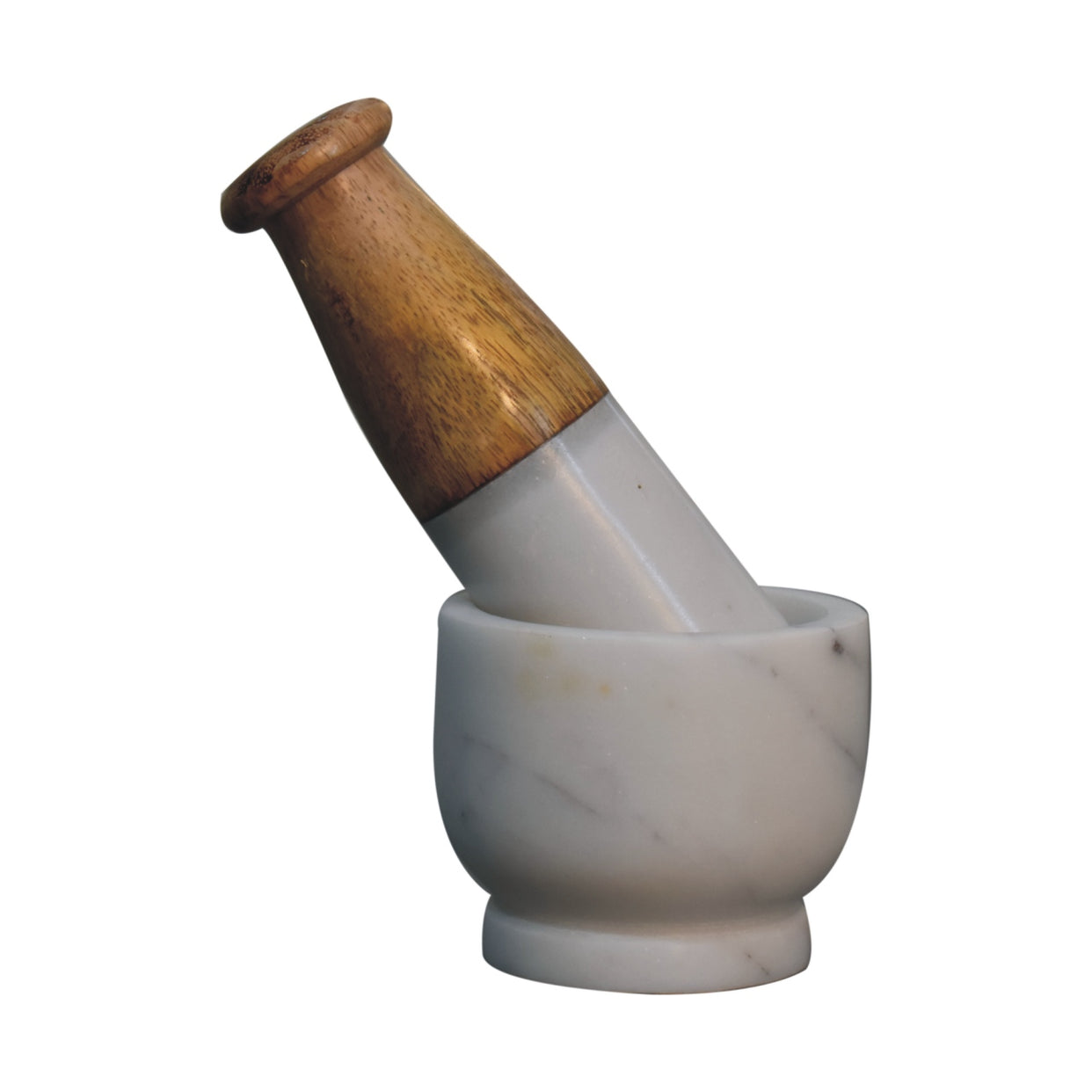 Small Wood & Marble Pestle And Mortar Set from Artisan Furniture - IN1882