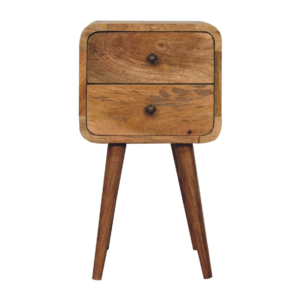 Small Oak-Ish Curved Mango Wood Bedside Table from Artisan Furniture - IN3262