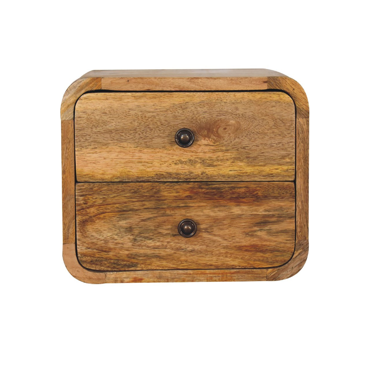 Small Curved Oak-Ish Wall Mounted Mango Wood Bedside Table from Artisan Furniture - IN3264
