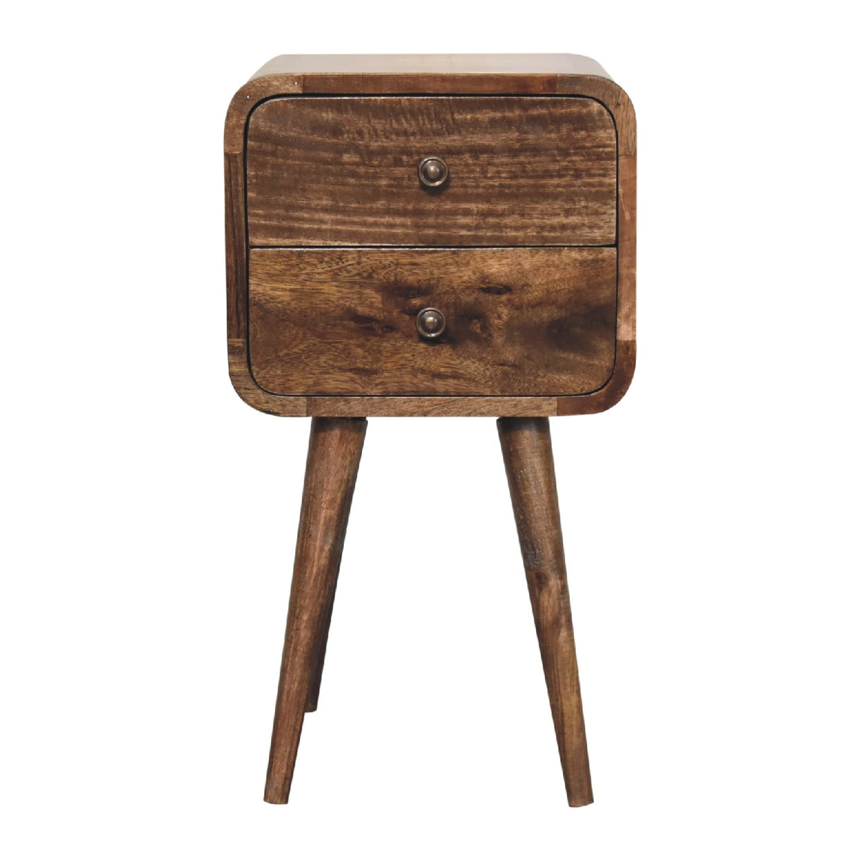 Small Curved Grey Washed Mango Wood Bedside Table from Artisan Furniture - IN3281