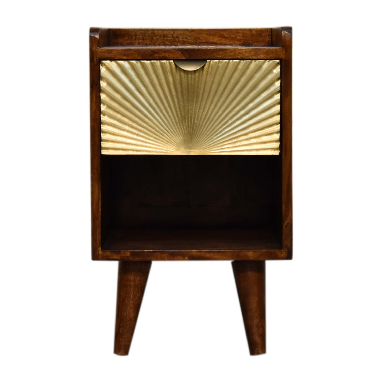 Small Manila Gold 1 Drawer Mango Wood Bedside Table from Artisan Furniture - IN3291