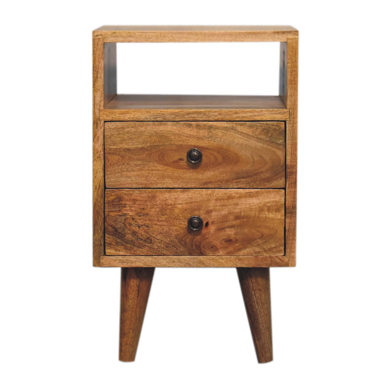 Small Classic Oak-Ish Mango Wood Bedside Table With Open Slot from Artisan Furniture - IN3293